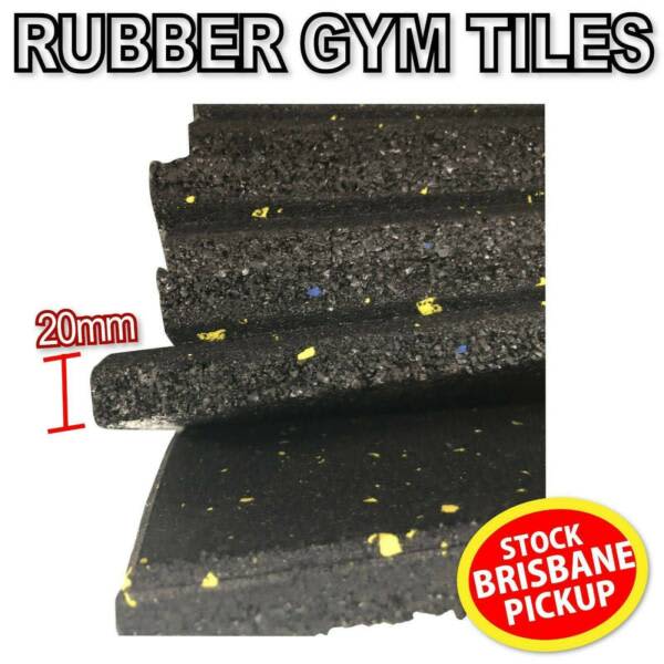 Gym Rubber 20mm Mats EPDM Floor Shock Fitness Tiles Yellow Blue 1x1m