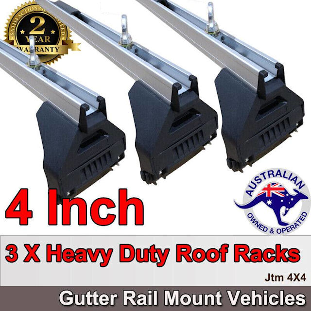 3 X 4inch Aluminium Heavy Duty Roof Racks 4 Gutter Rail Mount Vehicles