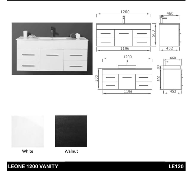 1200mm vanity with ceramic tops has two colour finish Building