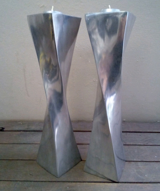 Pair of brushed steel CANDLE HOLDERS Decorative Accessories Gumtree