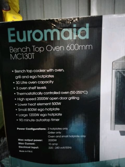 euromaid benchtop oven with hotplates