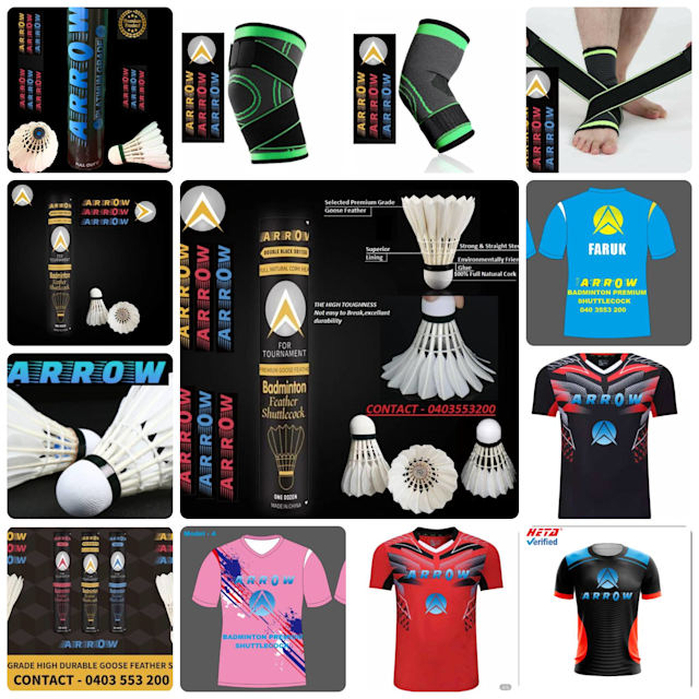 Shuttlecock, Knee, Elbow, Ankle, Shoulder support and Team Jersey