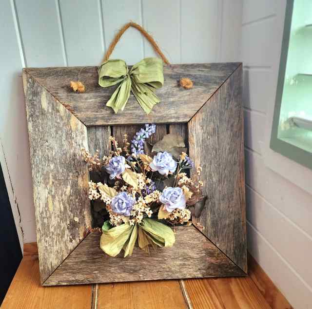 Very Rustic Recycled Timber Frame with Flowers Other Home Decor