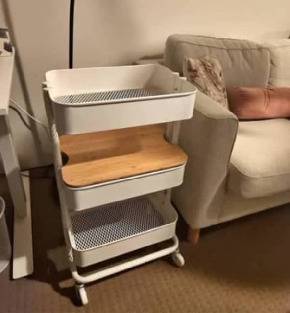 Ikea RSHULT Trolley white bamboo board kitchen portable storage unit