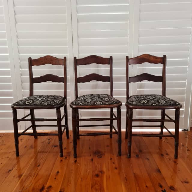 6 Antique wood upholstered dining chairs Dining Chairs Gumtree