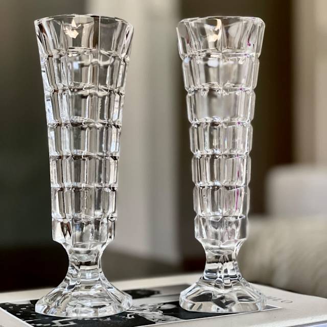 Vintage Crystal DArques French Footed Vases Two For 50 Or 30 Each