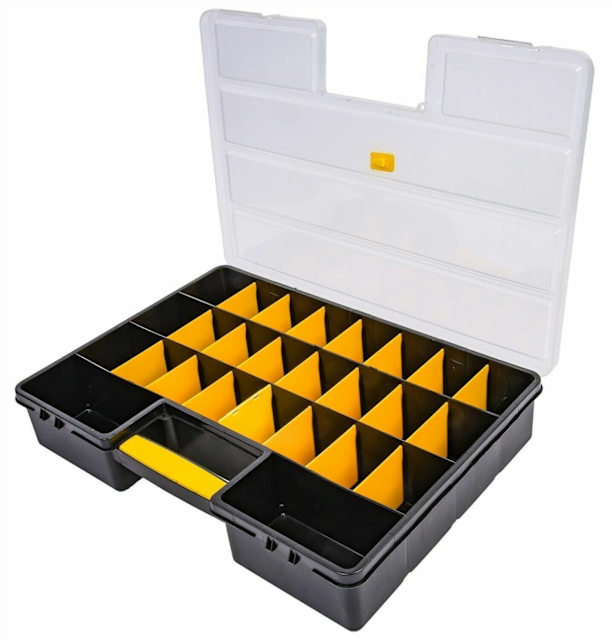 Plastic Storage Box Case Organiser 26 Compartment Tool Storage