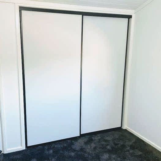 Wardrobe Sliding Doors Trendy Black Frame, White Glacier (2 x doors