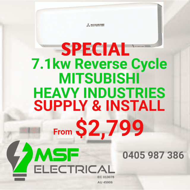 7.1kw Split System Air Con Supply and Install Special Air