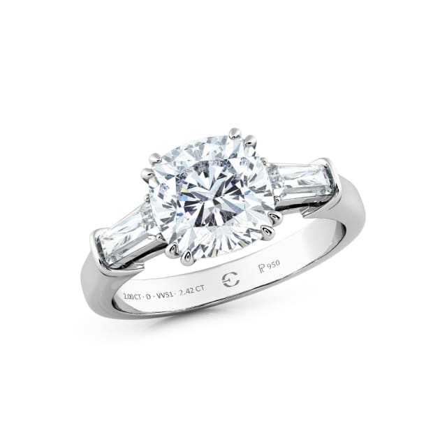 Diamond Engagement Ring 2.00ct Cushion Cut with Platinum Band Women's