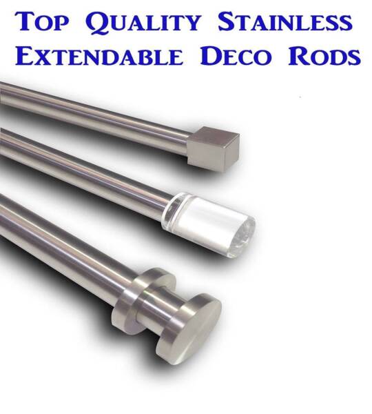 TOP QUALITY STAINLESS Curtain Rod & Finial Set, Extendable from 1