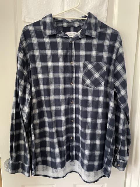 Brilliant Basics Men's Navy & White Checkered Flannel Shirt Size XXL ...