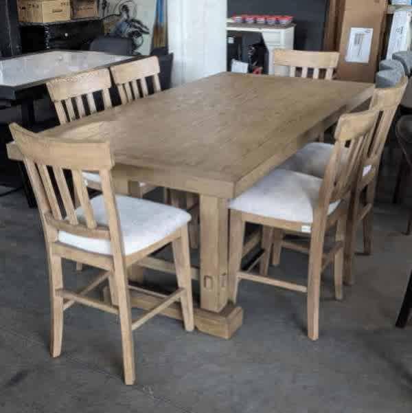 NEW DESIGNER TIMBER 7PCE COUNTER DINING SETTING RRP 3499 Dining