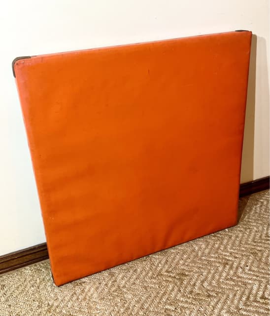 60s retro teak frame Vibrant orange vinyl top Folding table. Other