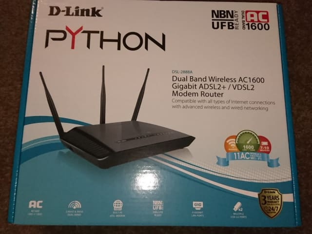 D-Link Python DSL-2888A ADSL2 /VDSL2 (NBN FTTN) WiFi Modem Router ...