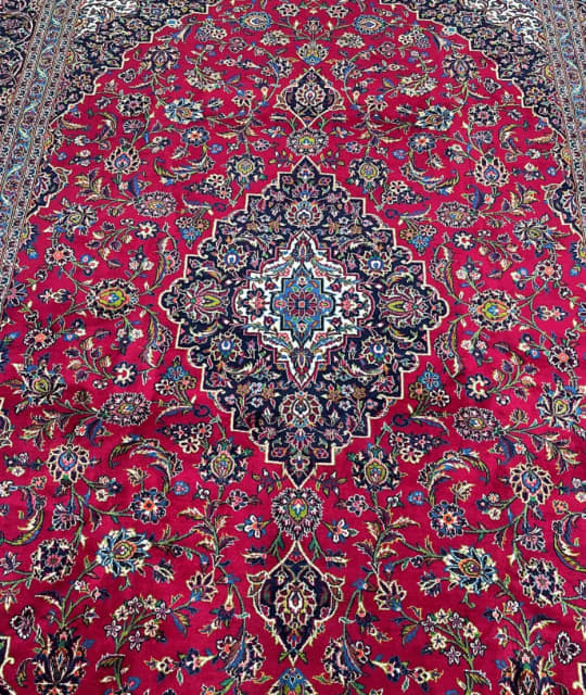 Massive room size traditional handmade Persian Kashan rug 4x3m Rugs