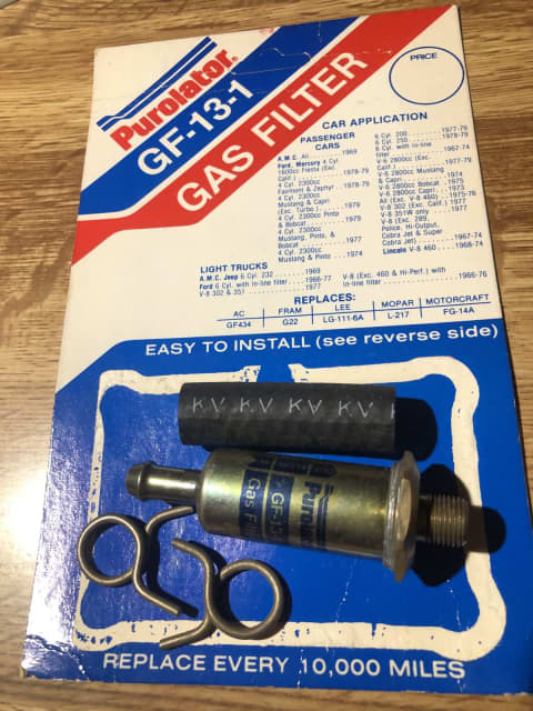 FORD *V8* XR XT XW XY XA XB XC XD FUEL FILTER (freeP&H)Purolator NOS ...