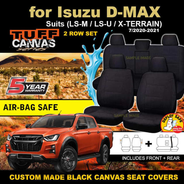 BLACK TUFF Canvas Seat Covers for Isuzu DMAX TF LSM LSU XTerrain