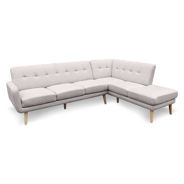 Sarantino Faux Linen Corner Sofa Lounge Lshaped Chaise Light Grey
