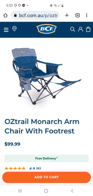 oztrail monarch footrest chair