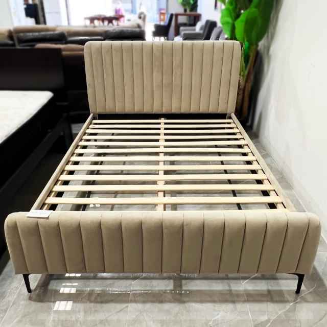 EX DISPLAY SALE! Chic Monalisa Beige Velvet Double Bed Frame Beds in