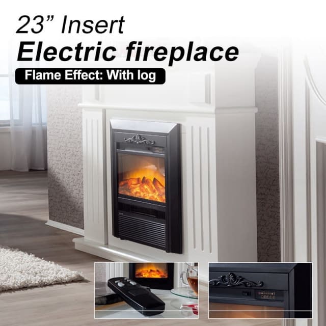 2000W Wood Veneer Electric Fireplace Heater Mantel Frame White 76493