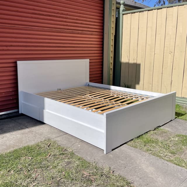 IKEA BRUSARLI Bed Frame and Slats with Drawers / Queen size Beds Gumtree Australia Monash
