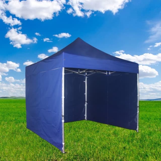 3X3m Commercial Aluminum Gazebo Marquee Pop Up 3 Sided Wall Blue 77202