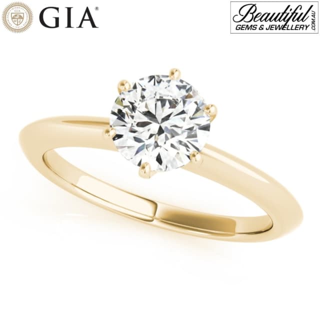Classic Solitaire 1 Carat Diamond Ring in 18K and 6Claw Setting