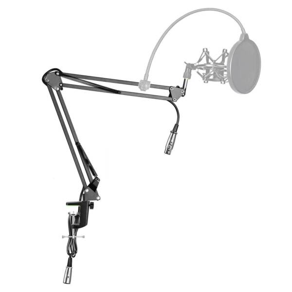 ASHTEC Table Studio Condenser Microphone Stand inline Mic 3M XLR Cable