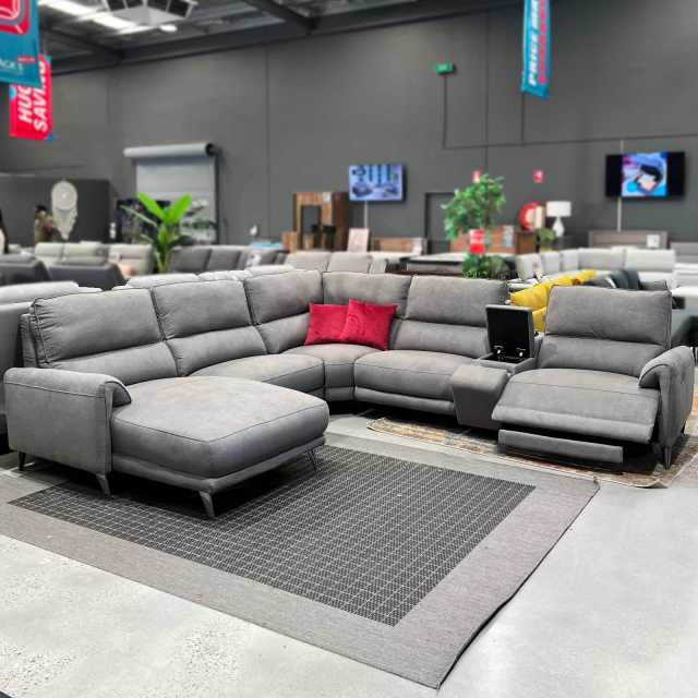 FLOOR STOCK SALE! Luciano Ushaped Sofa With Electric Recliner Sofas