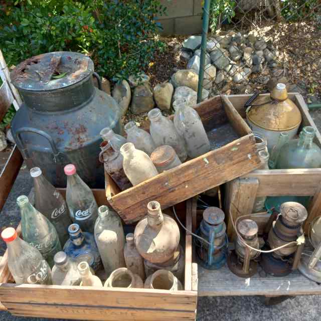 Old glass bottles / wood crates etc,. Collectables in Coorparoo QLD