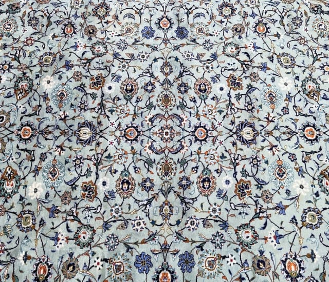 Massive room size wool handmade Persian Kashan rug signed 4.2x3.1m