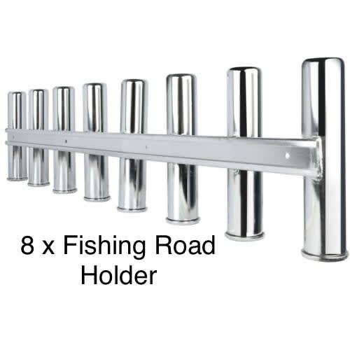 8 Pole Fishing Rod Holder Stainless Steel for Wall / Boat / Yacht