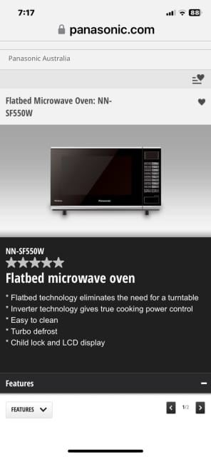 panasonic flatbed inverter microwave oven model nn sf550w