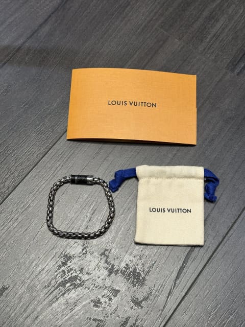Authentic Louis Vuitton M62592 Monogram Bracelet Silver Black Accessory