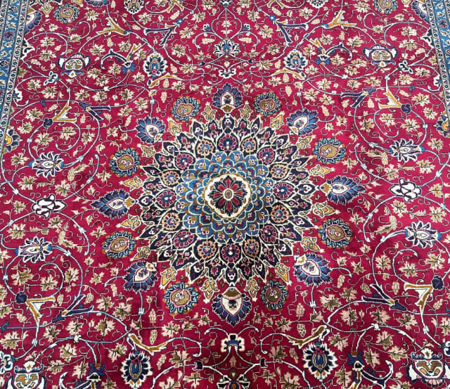 Massive room size lambs wool handmade Persian Kashan rug 4x3m Rugs