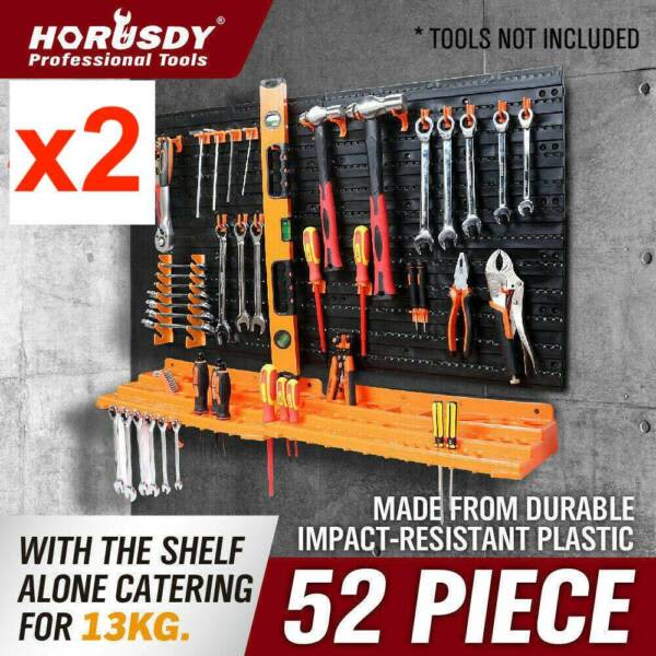 2x Horusdy SDY97910 52 Pc Wall Mounted Tool Storage Rack Organiser