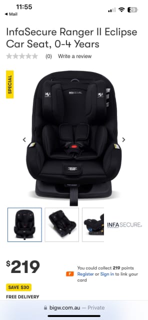 Infasecure ranger eclipse hot sale convertible car seat