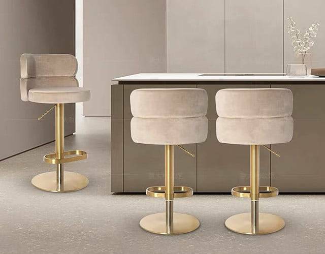 BAR STOOL HIGH CHAIR STAINLESS STEEL LEGS VELVET Stools & Bar stools