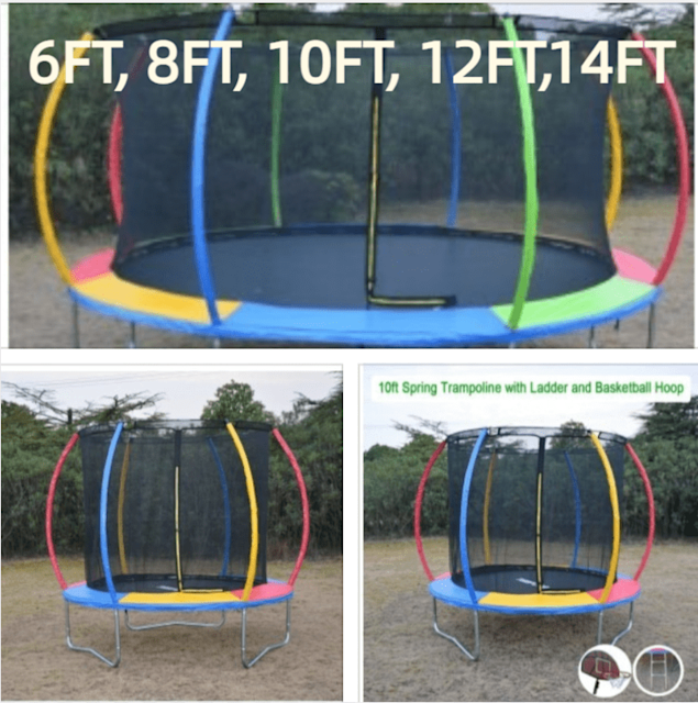 6ft to 14ft Raminbow Trampoline with Enclosure Toys Outdoor in