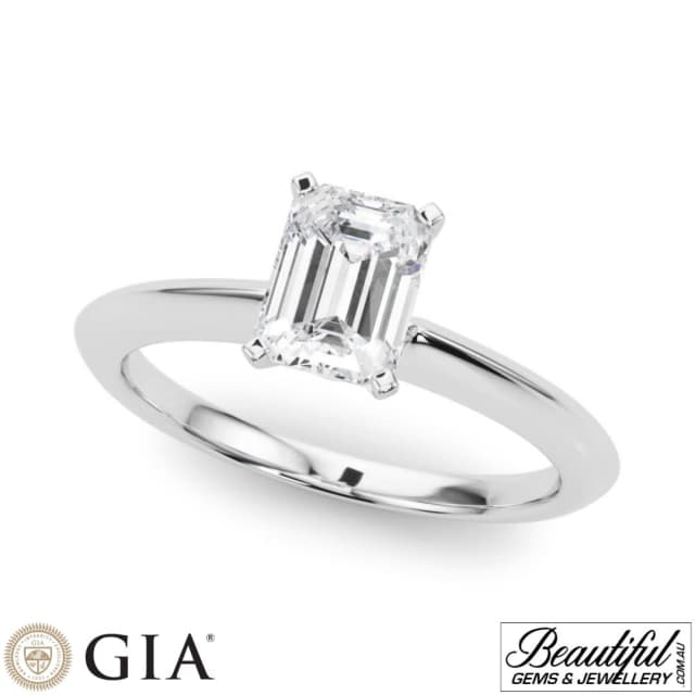 6Prong 18K White Gold Emerald Diamond Engagement Ring in the Classic