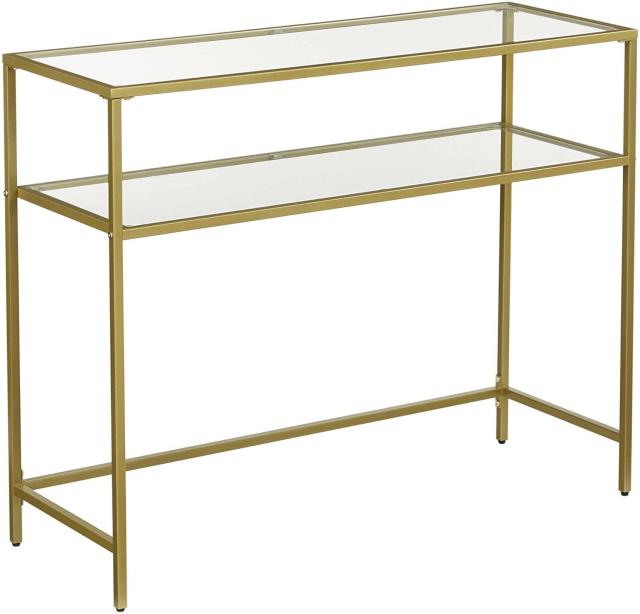 Console Table Metal Frame with 2 Shelves Adjustable Feet Desks