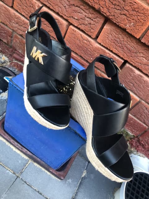 Michael Michael Kors Sidney Wedge leather Sandals BLACK(8M) | Women's Shoes  | Gumtree Australia Marrickville Area - Marrickville | 1301901694