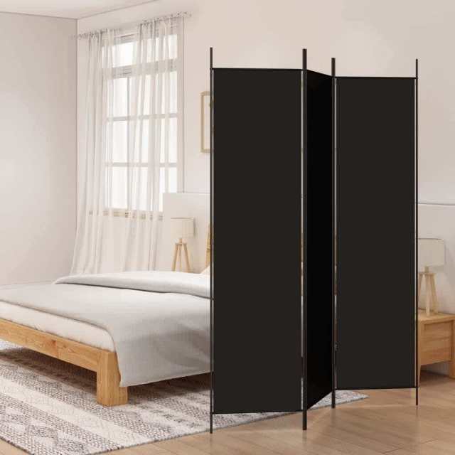 3Panel Room Divider Black 150x200 cm Fabric Other Furniture in