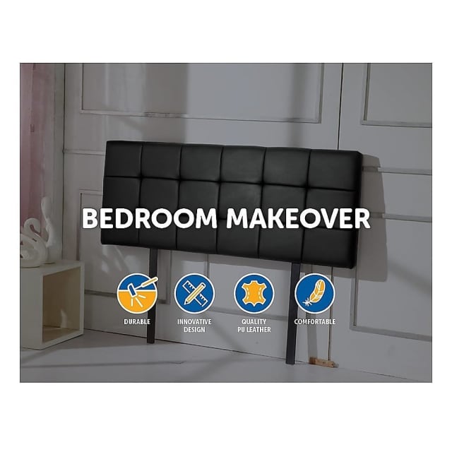 PU Leather Double Bed Deluxe Headboard Bedhead Black... Beds