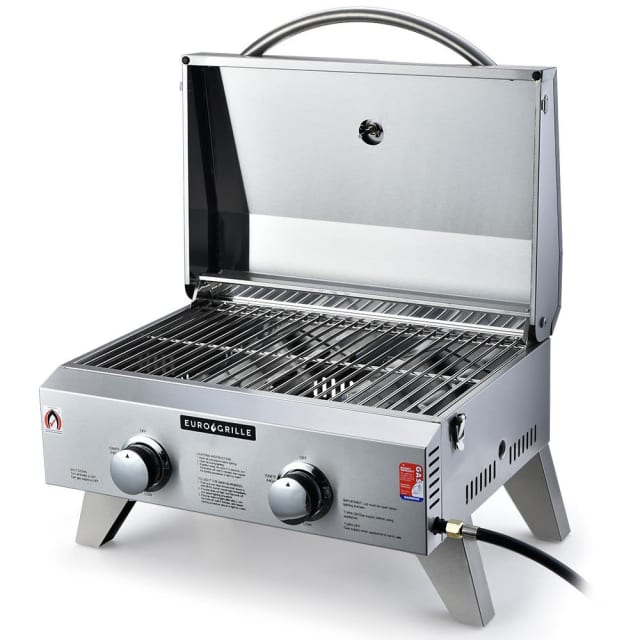 EUROGRILLE 2Burner Stainless Steel Portable Gas BBQ Grill BBQ