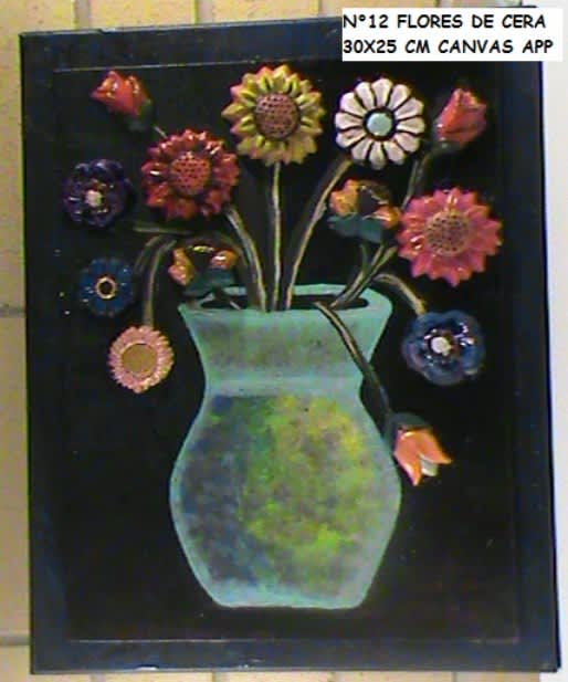 NUMBER 64 1. FLOREROS CON FLORES 36X36 CM CANVAS ACRILYC PAINT
