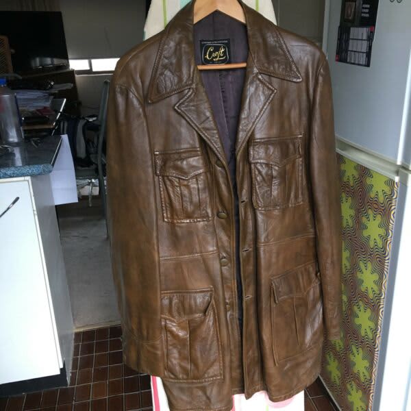 Vintage Mens 1970s All Leather 3/4 Coat. Jackets & Coats in Narooma