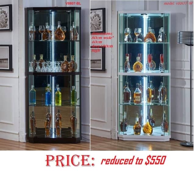 brand new white or black corner corner display